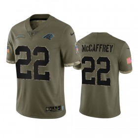 Camiseta Hombre NFL Carolina Panthers Christian McCaffrey 22 Olive 2022 Salute To Service Limited